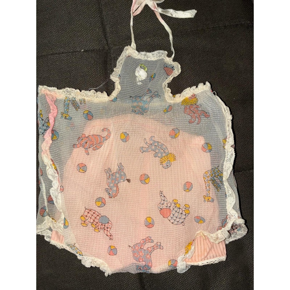 Doll clothes 2pc Bloomer Set Kids Pink Circus Animal Lace Trim Vintage Style